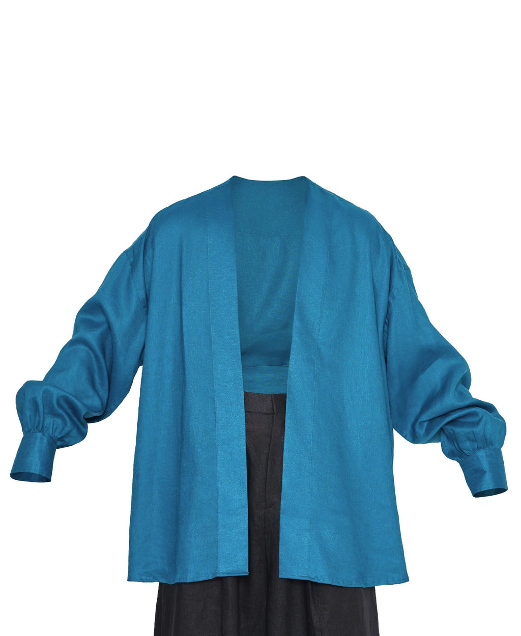Blue Linen Kimono Shirt