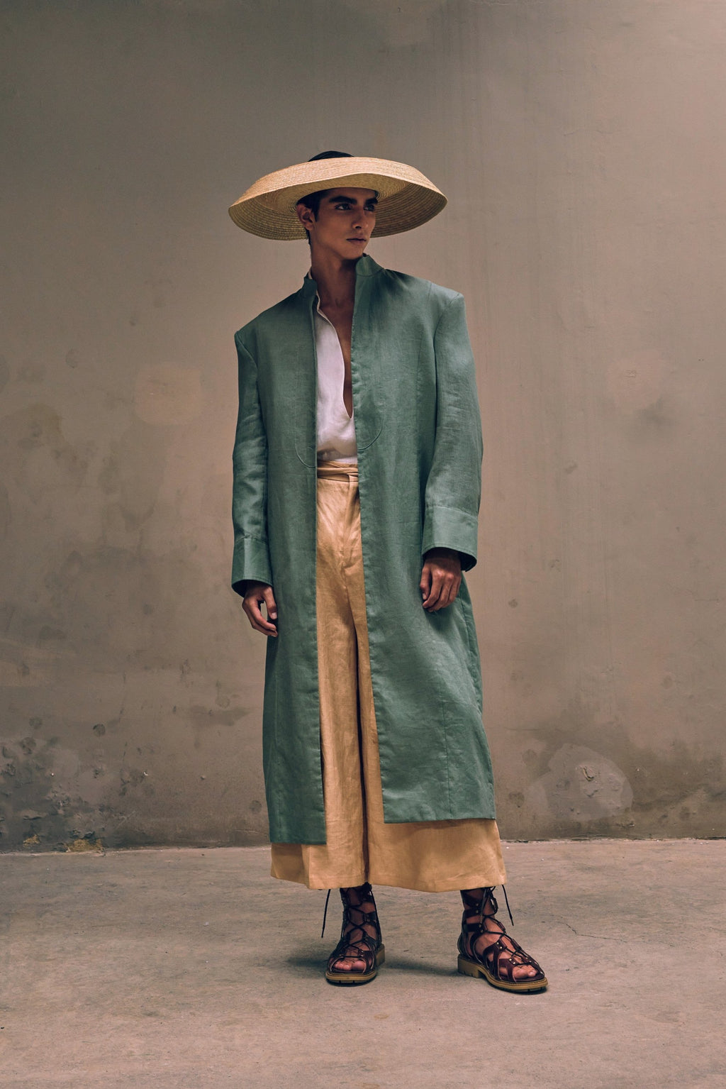 White Pleated Linen Shirt