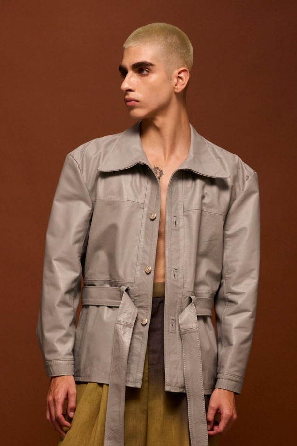 Grey Leather Jacket