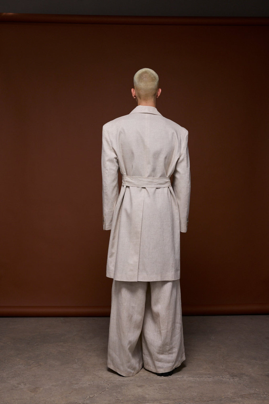 Pantalon mavre lino blanco 